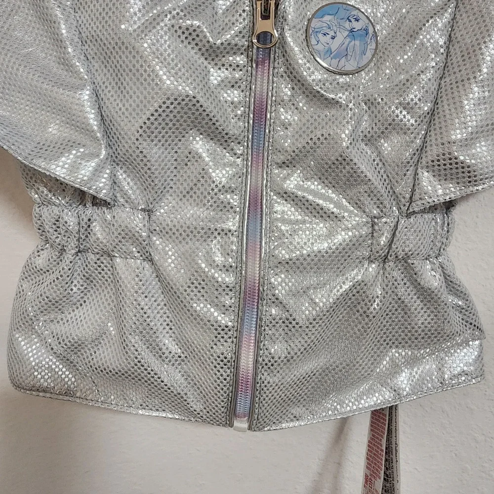 Disney Frozen Elsa Anna Silver Hooded Cape Jacket Girls Size 2T Shimmer‎ Mesh